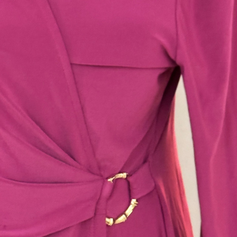 NWOT Black Label by Evan Picone Faux Wrap Dress | Berry Purple Midi | Size 6 - Picture 6 of 7